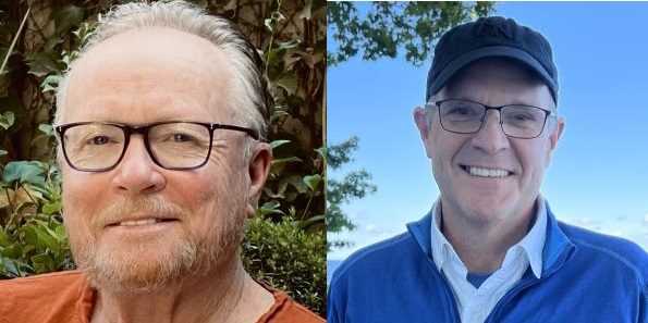 Side-by-side headshots of men in glasses