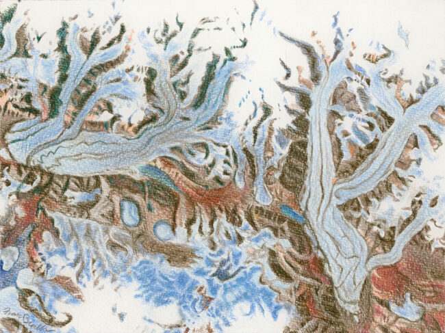 Pencil drawing of glacier