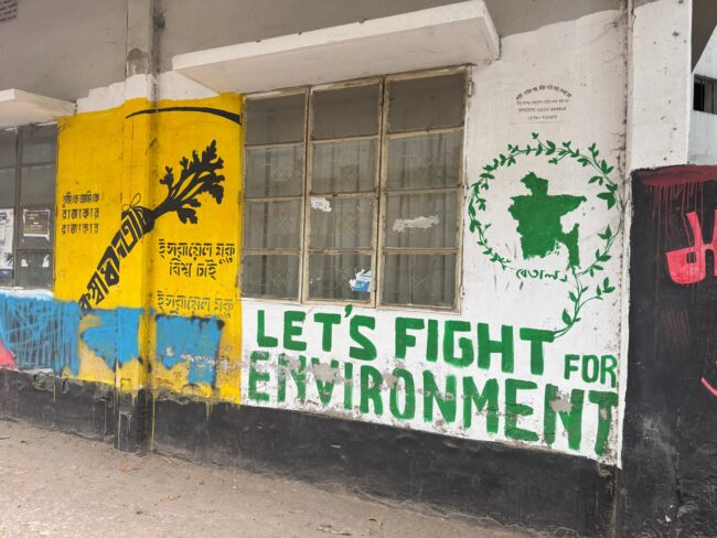 Sign in Bangladesh that says "Let's fight for environment"