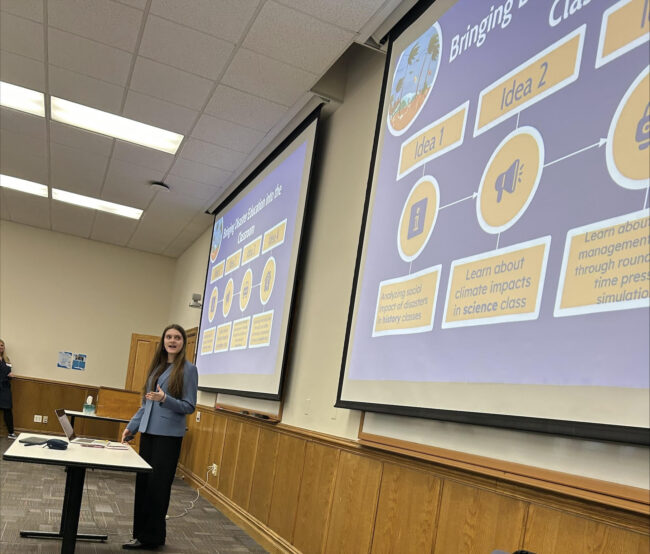Woman giving presentation