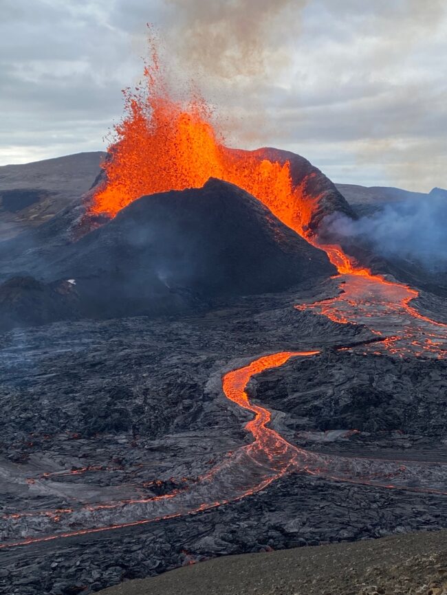 Lava erupting from a volcano