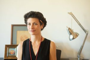 sandra goldmark in front of lamp